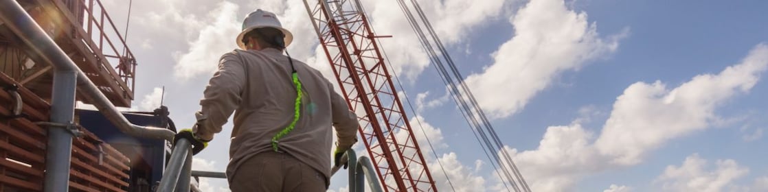 Employee operating on offshore platform