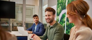 Male employee leading a discussion