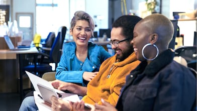 employees in a meeting