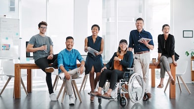 A group of people smiling