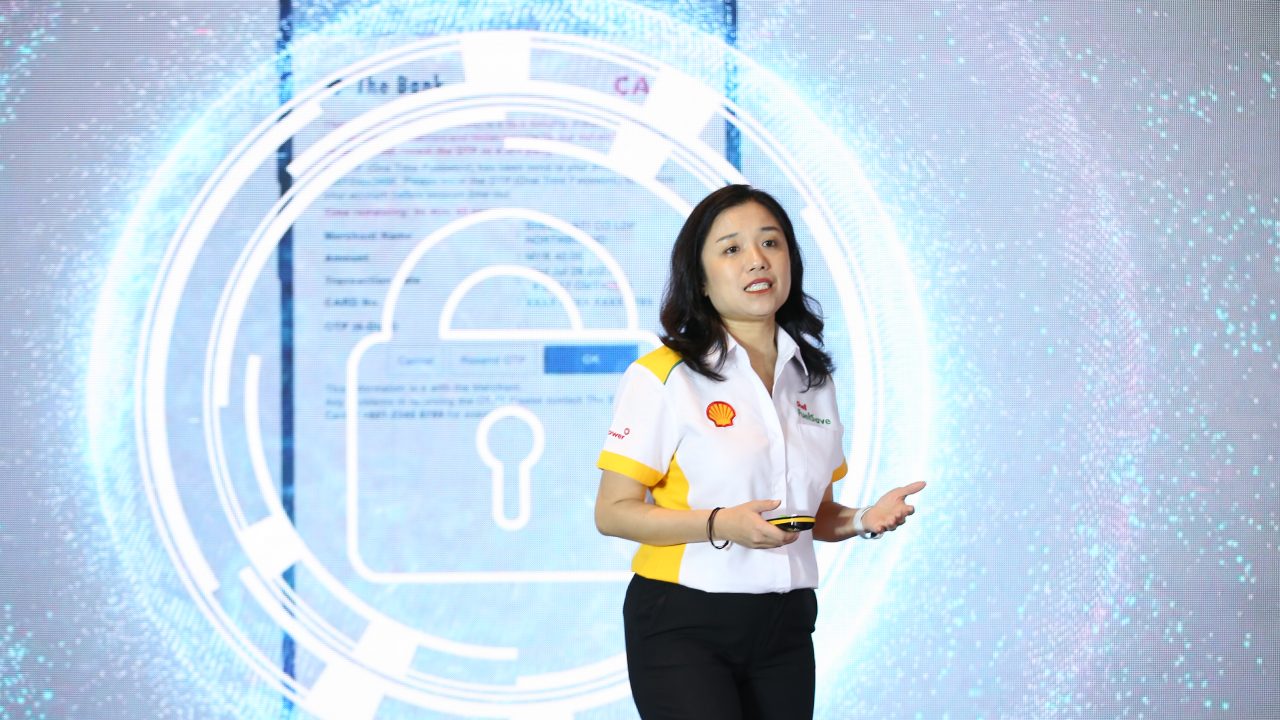 Woman giving keynote speech during media launch