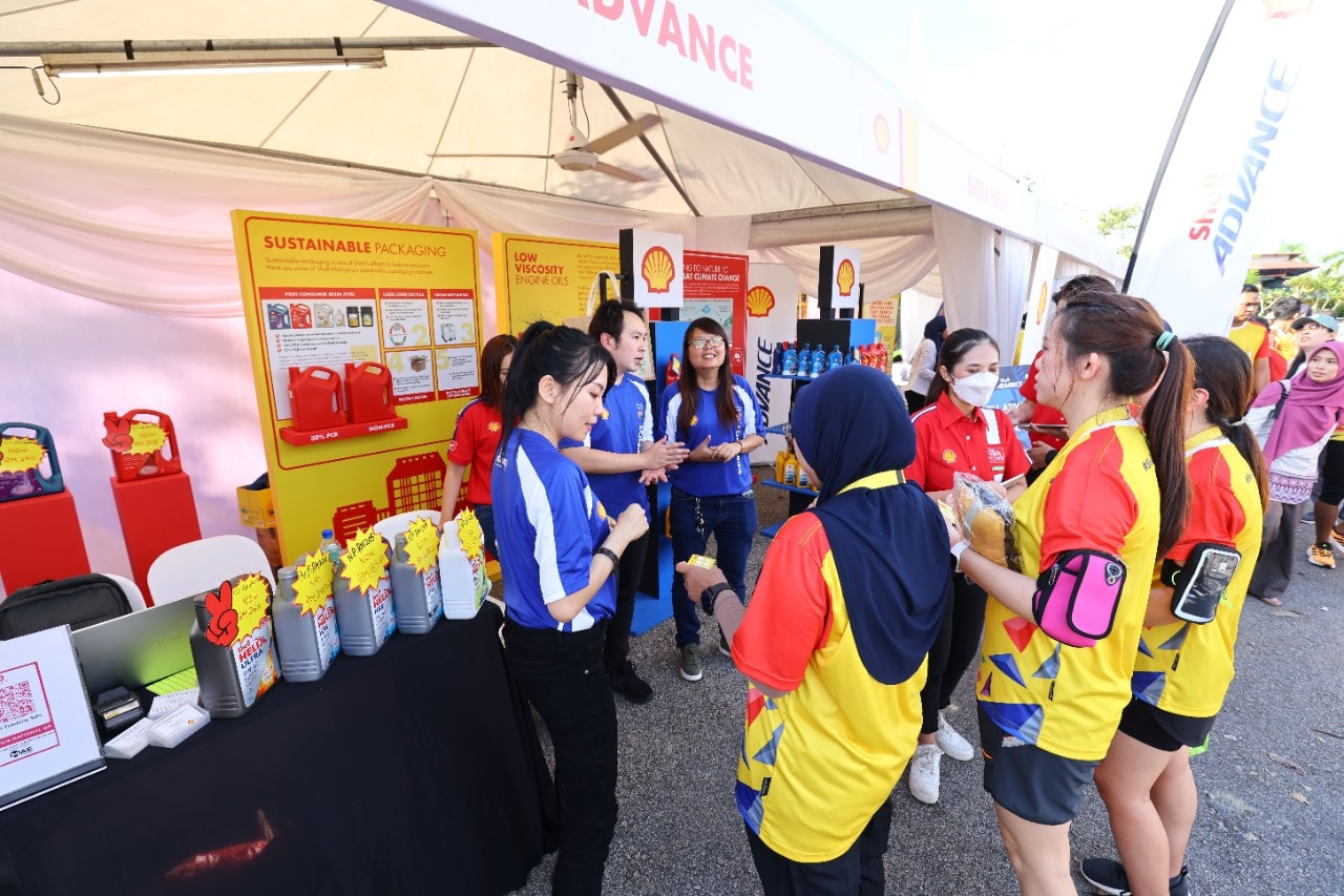 Visitors at a Shell booth