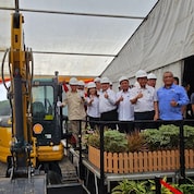 The Premier of Sarawak officiating the groundbreaking of Rosmari-Marjoram's onshore plant