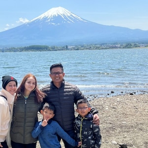 Faridah in Fuji, Tokya with her family.