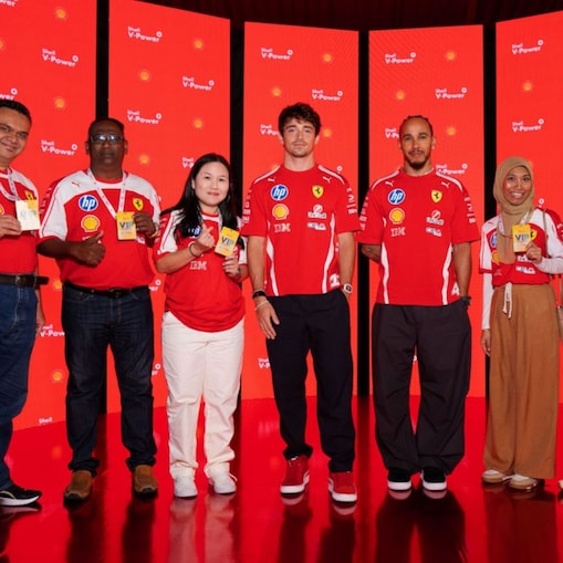 Shell Motorsport VIP Reward Guests with Scuderia Ferrari HP drivers - Lewis Hamilton and Charles Leclerc.