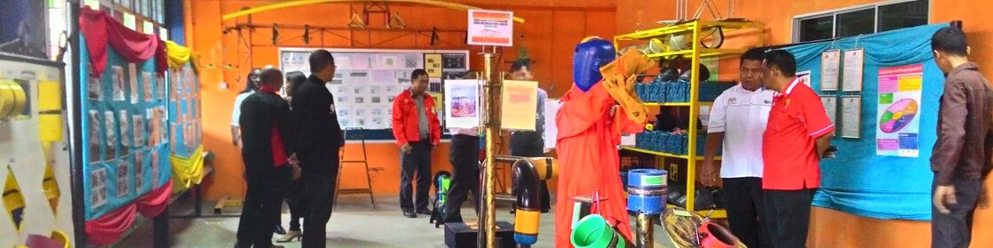 People looking at a safety exhibition