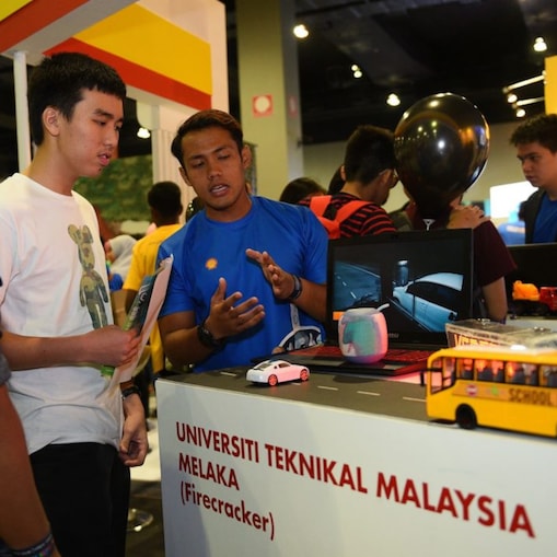 Firecracker presenting their invention to the public