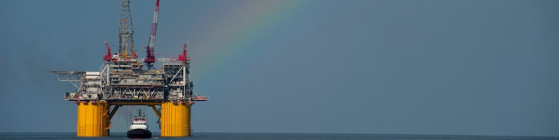 Mars B Platform in the Gulf of Mexico with a rainbow overhead