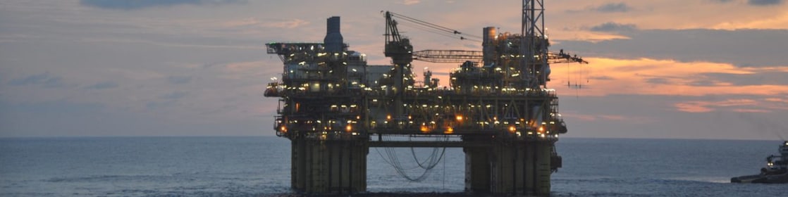 Gumusut kakap deep water platform at sunrise