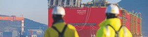 Prelude’s maiden voyage: the facility’s enormous hull takes to the water for the first time