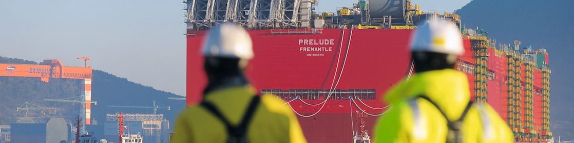 Prelude’s maiden voyage: the facility’s enormous hull takes to the water for the first time