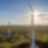 Wind Turbine Generators on a mountain in the setting sun.