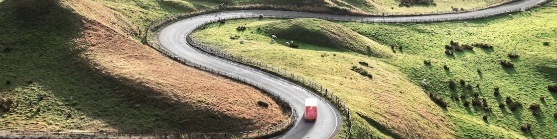 Truck driving down windy road