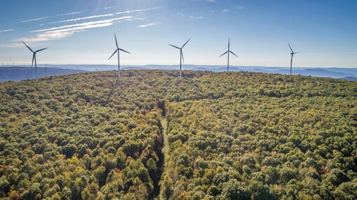 Wind farm aerial view