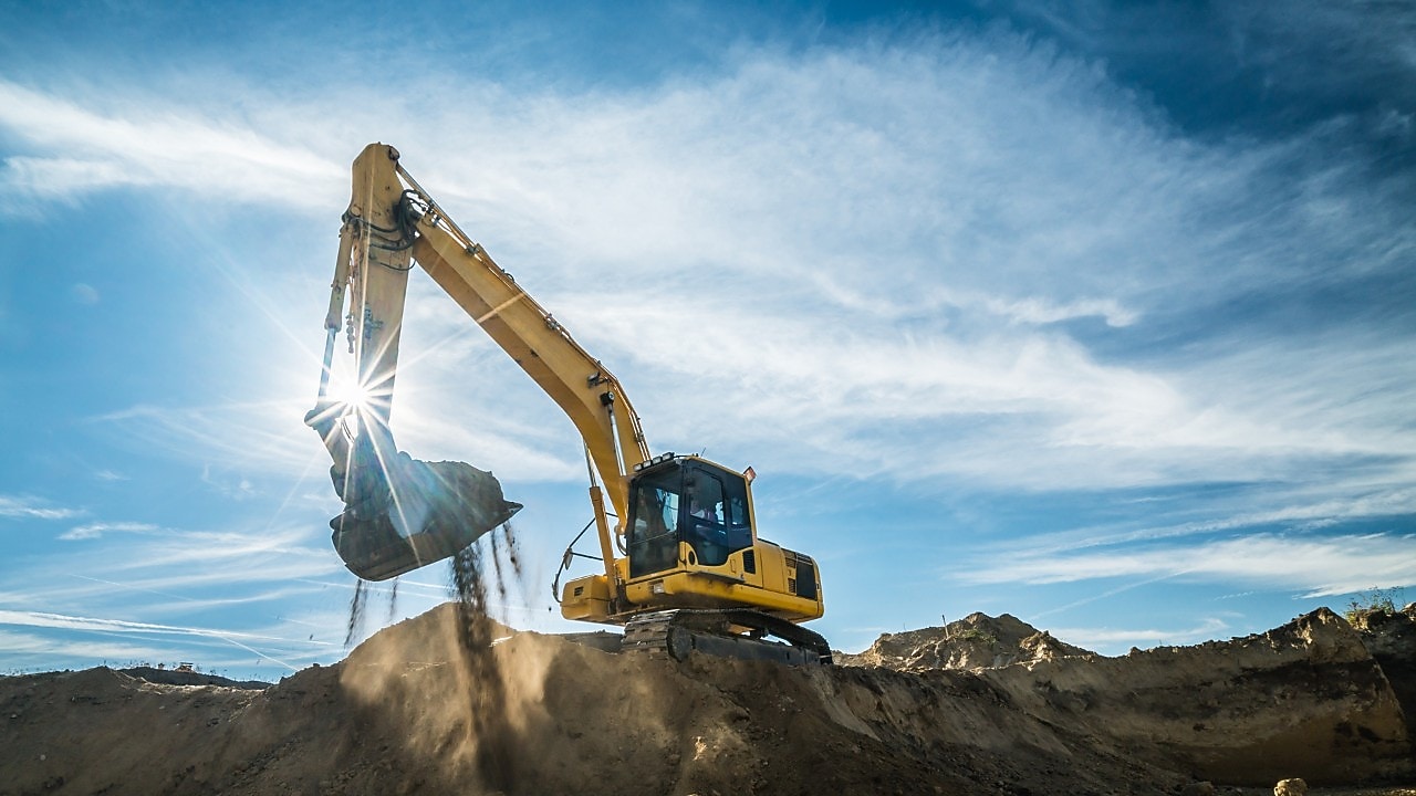 Excavator at work on construction site