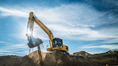 Excavator at work on construction site