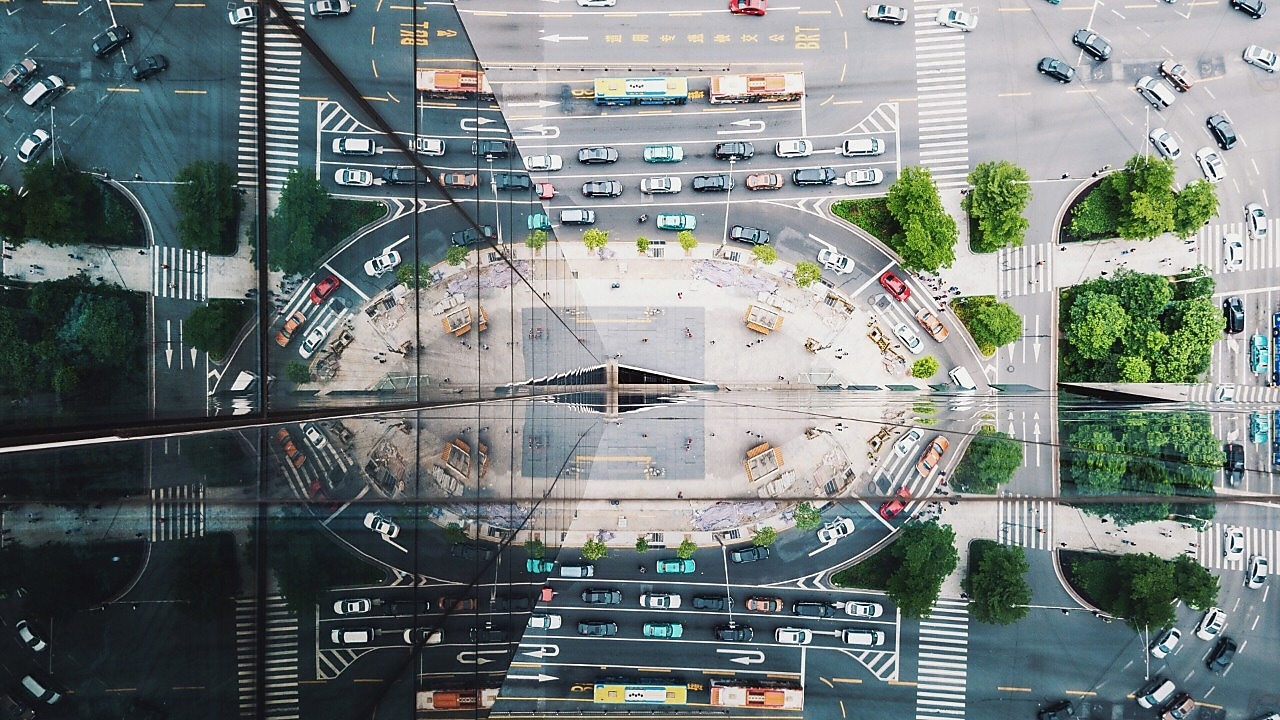Top down view of buildings