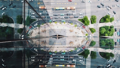 Top down view of buildings