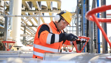 Engineer working on gas pipline