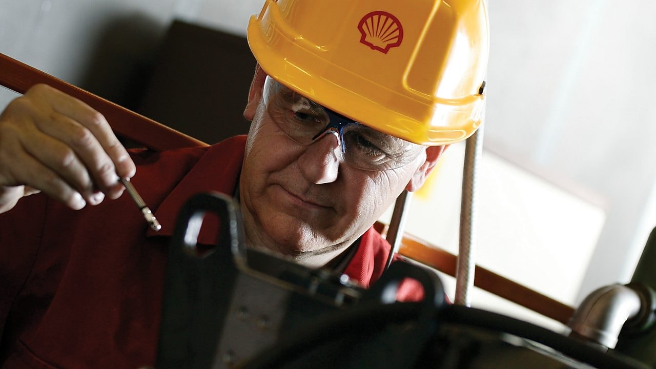 shell worker with helmet