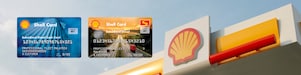  Shell pecten on shell station with Shell card held up in the foreground