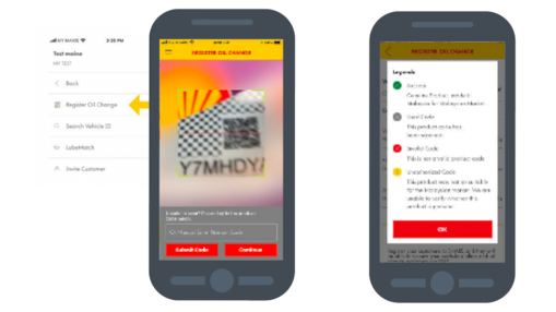 User interface of SHARE product authenticity checking feature