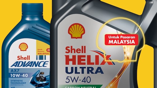 Picture of Shell Helix & Shell Advance bottle with “Untuk Pasaran Malaysia” label