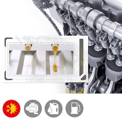 Illustrating the faster flow of Shell Helix Ultra compared to Mineral oil