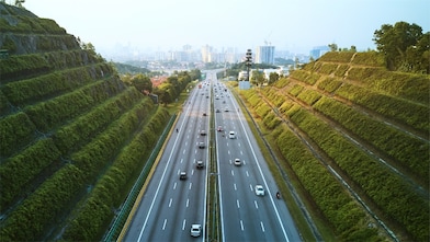 Main highway road with Nature on both sides