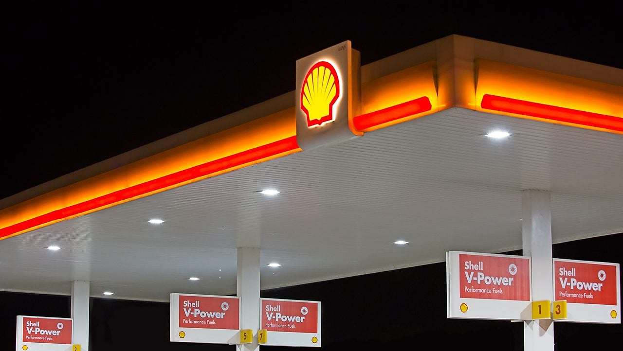 Shell forecourt pecten night