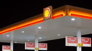 Shell forecourt pecten night