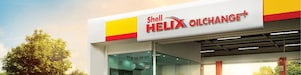 shell helix oil change plus with red car