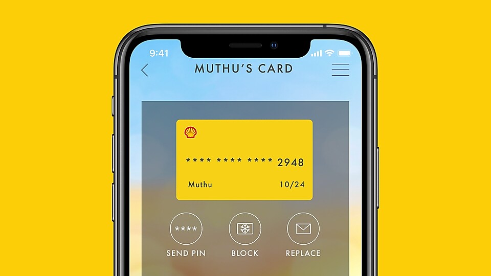 Shell Fleet App screen which display weekly card limit
