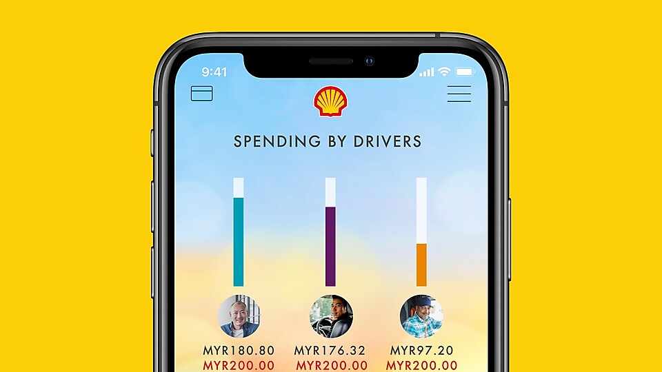 Shell Fleet App displaying info on spending by driver
